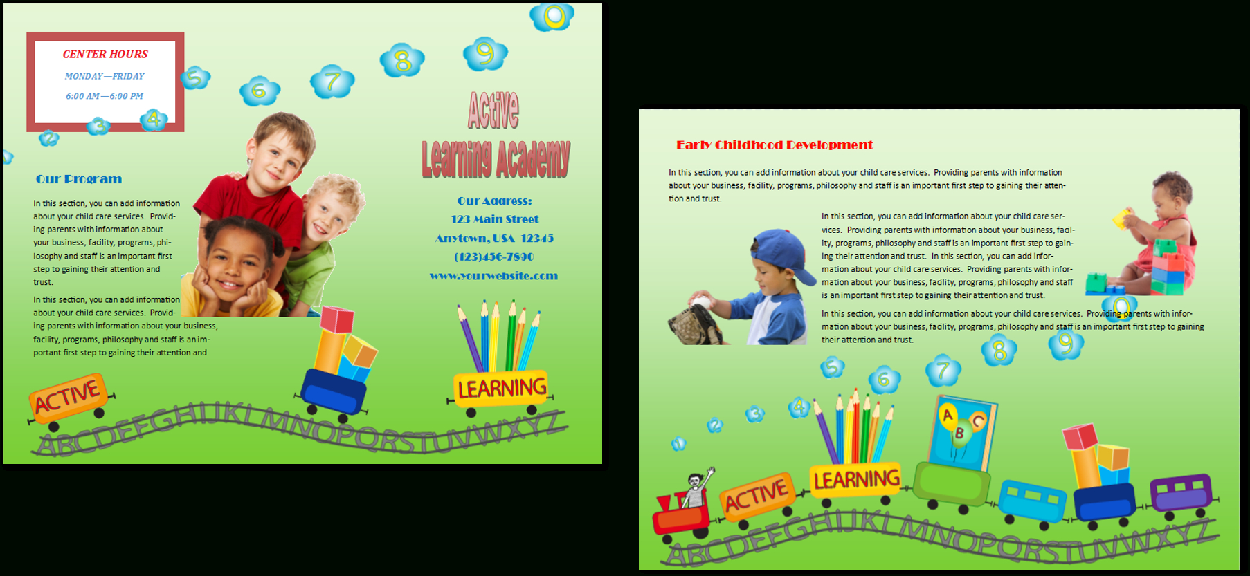 Child Care Brochure Template 16 For Daycare Brochure Template
