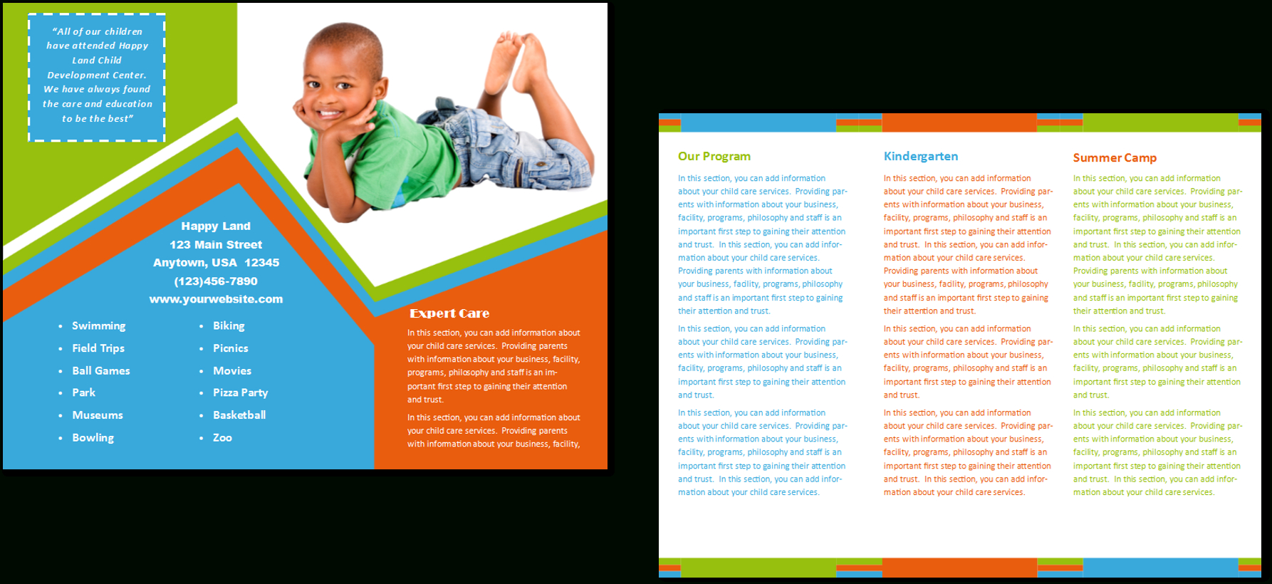 Child Care Brochure Template 26 With Regard To Daycare Brochure Template