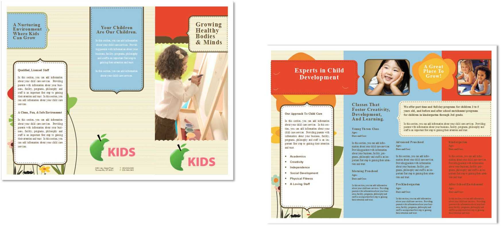 Child Care Brochure Template 6 Throughout Daycare Brochure Template