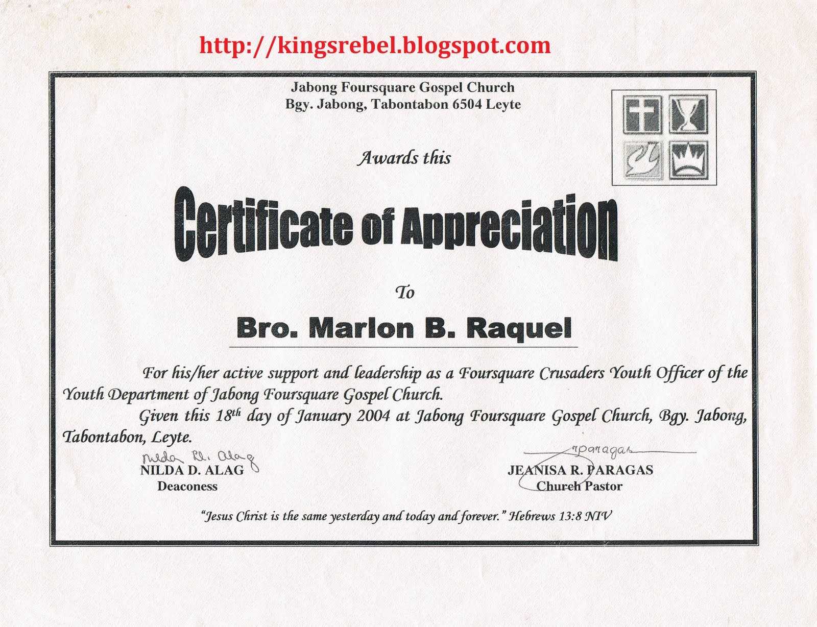 Christian Certificate Of Appreciation Template Pastor Church Regarding Christian Certificate Template