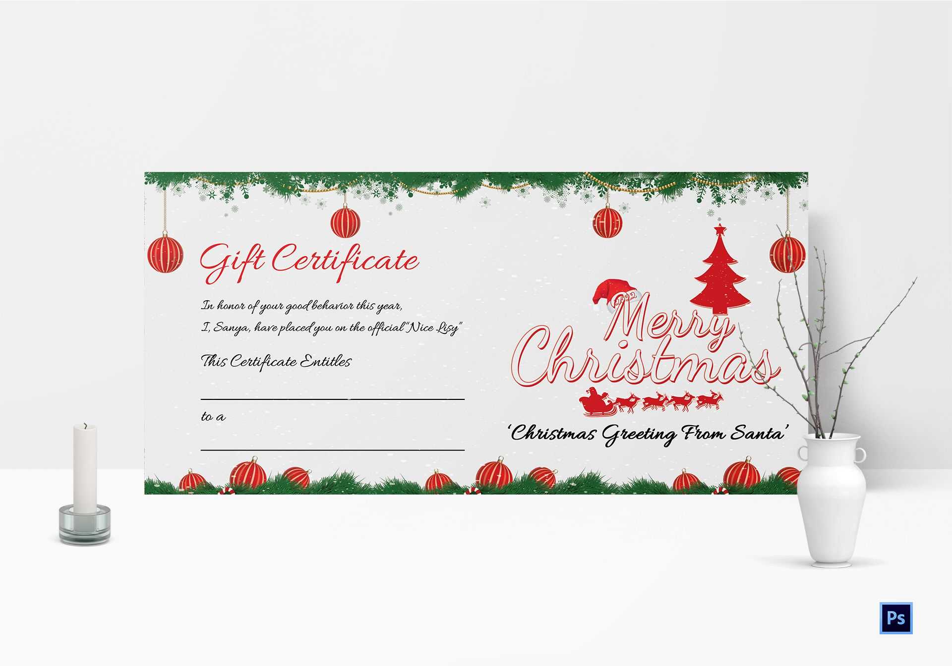 Christmas Certificate Template | Certificatetemplategift Within Gift Certificate Template Photoshop