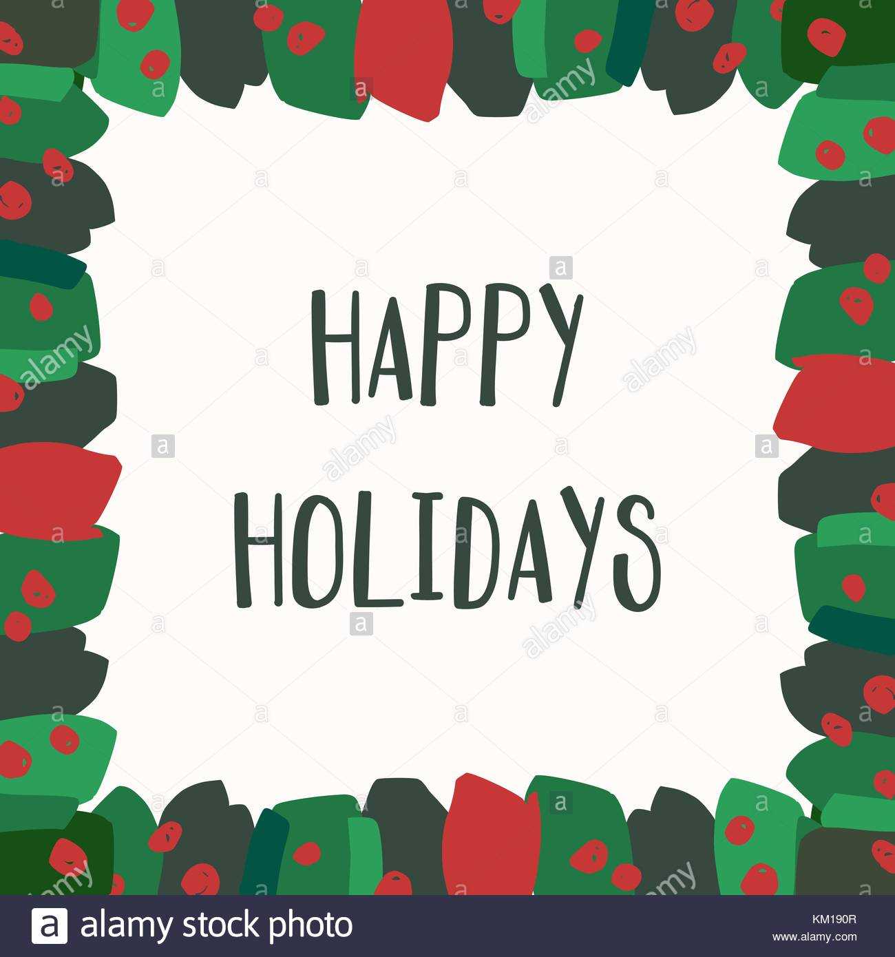 Christmas Greeting Card Template With Green And Red Inside Happy Holidays Card Template