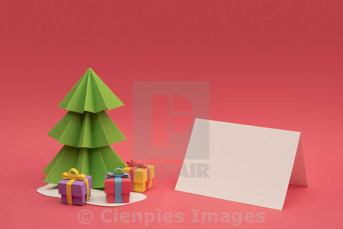 Christmas Paper Cut Handmade Tree Empty Template – License Throughout 3D Christmas Tree Card Template