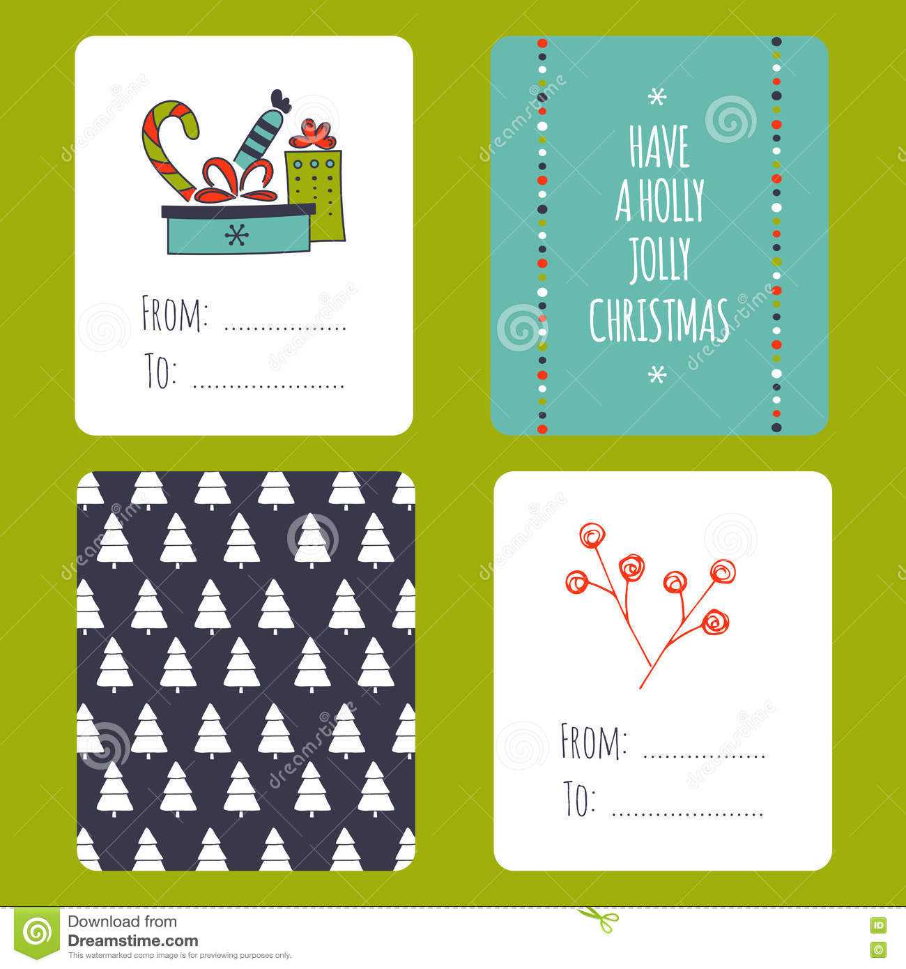 Christmas Set Of Cards Stock Vector. Illustration Of Jolly Intended For Small Greeting Card Template