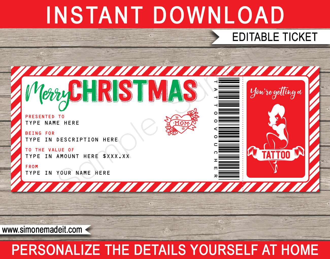 Christmas Tattoo Gift Vouchers Inside Tattoo Gift Certificate Template