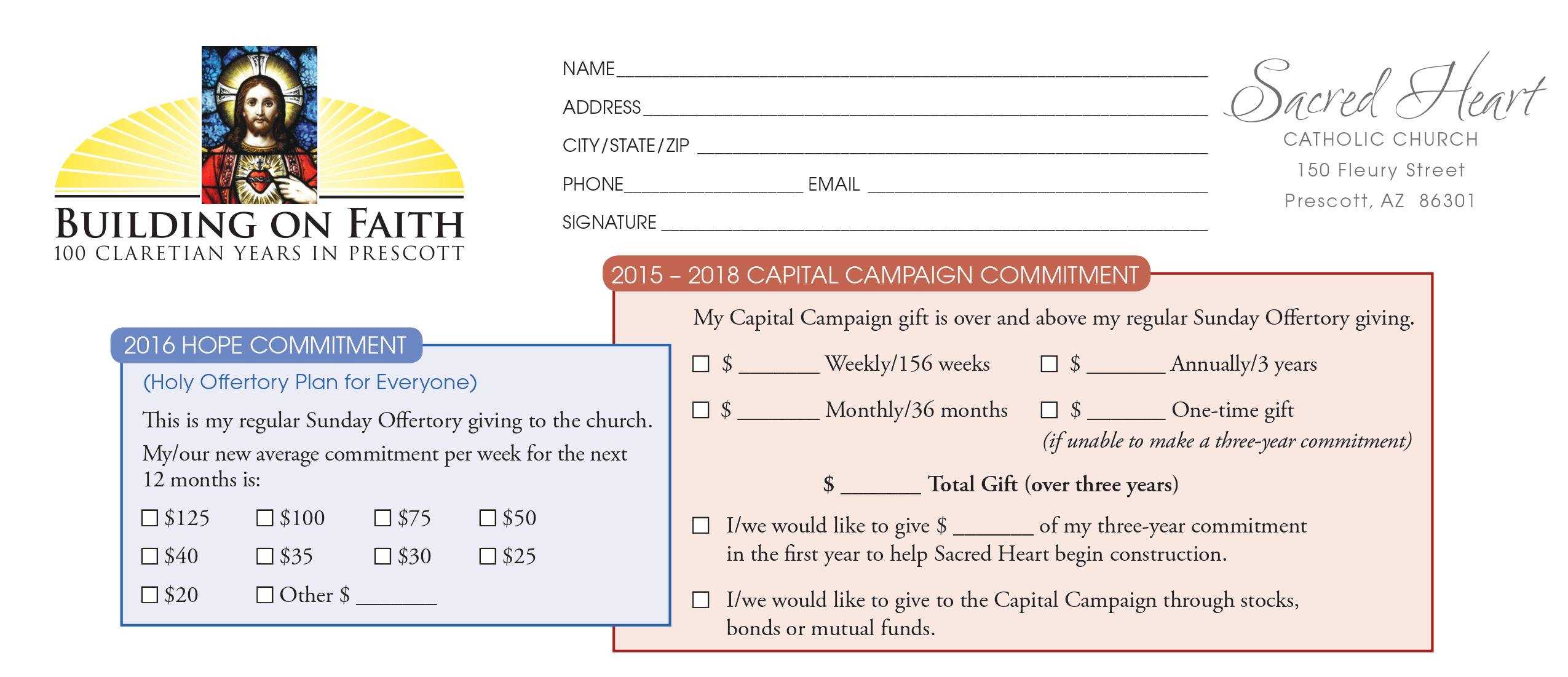 Church Capital Campaign Pledge Card Samples Within Church Pledge Card Template