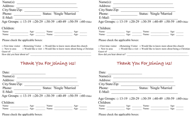 Church Visitor Card Template in Church Visitor Card Template
