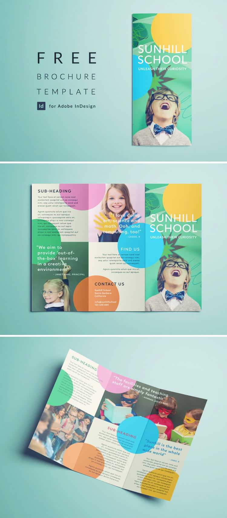 Colorful School Brochure – Tri Fold Template | Download Free For Tri Fold Brochure Template Indesign Free Download