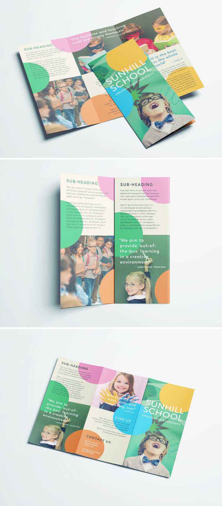 Colorful School Brochure – Tri Fold Template | Download Free Pertaining To Brochure Templates For School Project