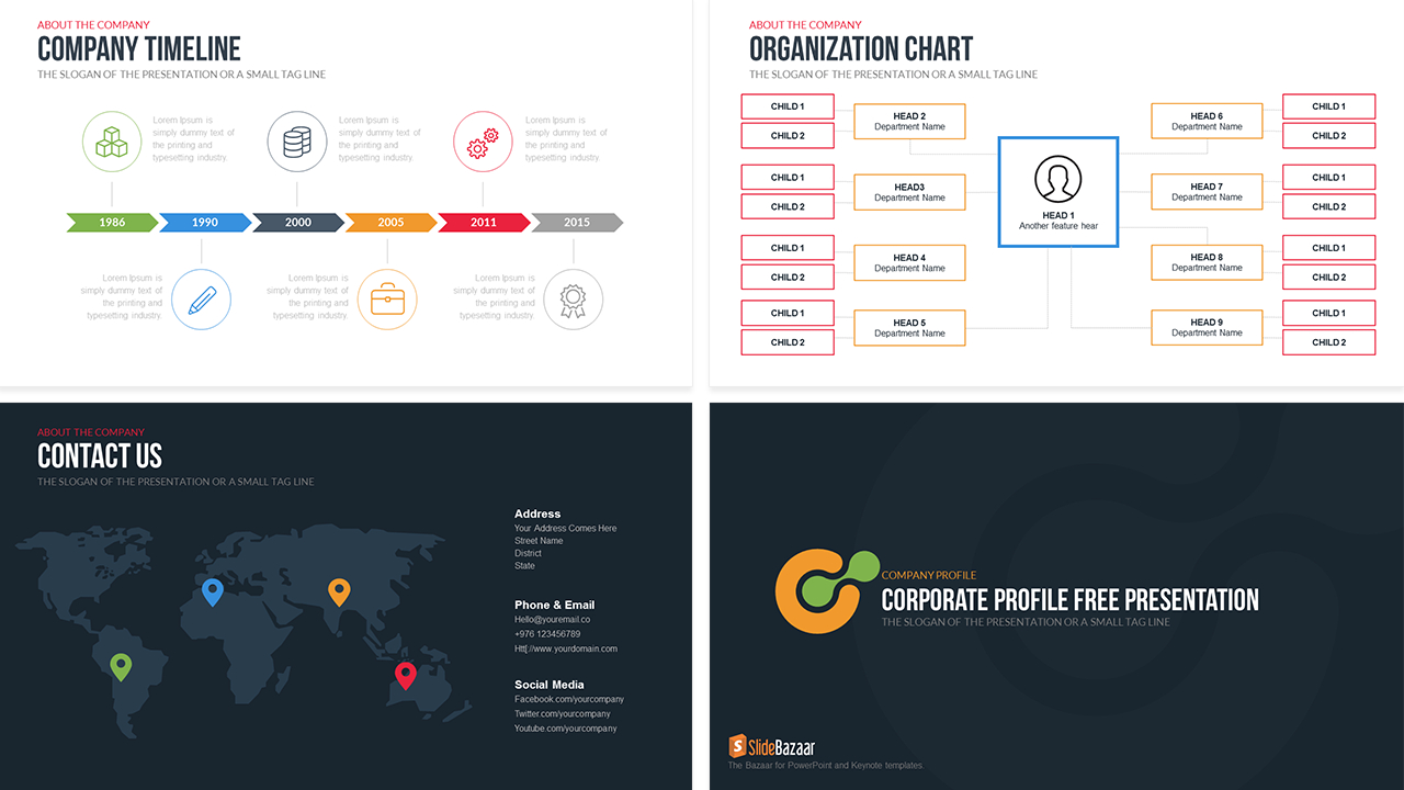 Company Profile Powerpoint Template Free – Slidebazaar Within Powerpoint Sample Templates Free Download
