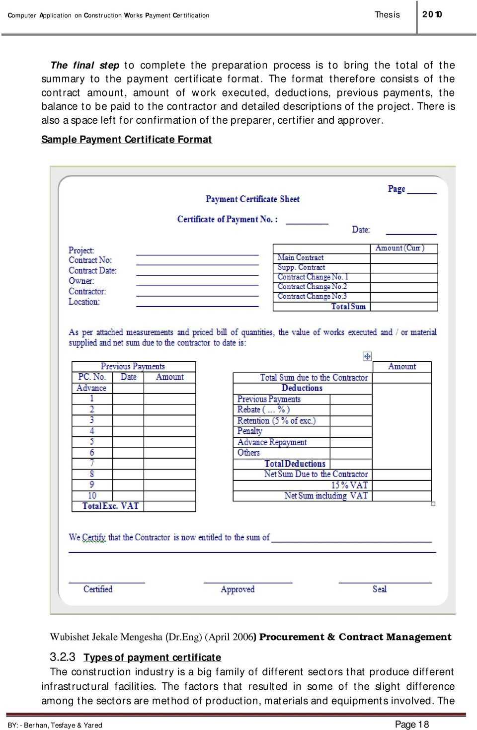 Computer Application On Construction Works Payment Throughout Construction Payment Certificate Template