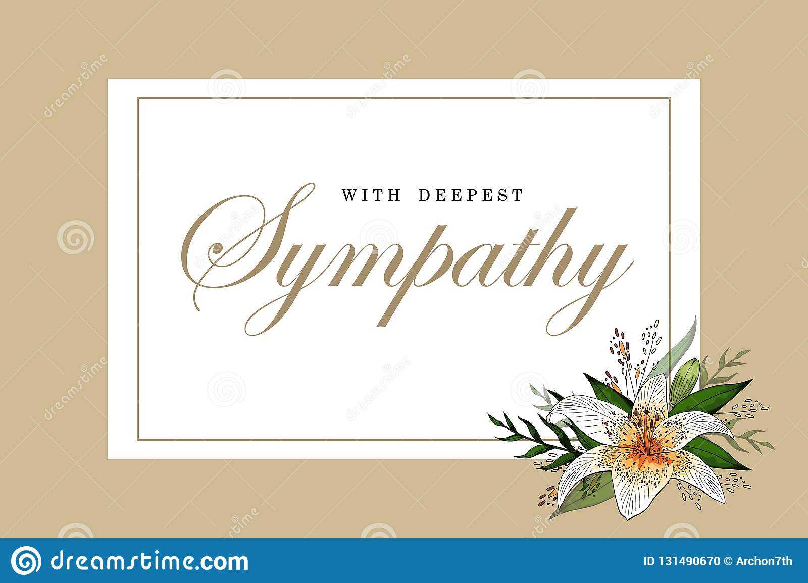 Condolences Sympathy Card Floral Lily Bouquet And Lettering Pertaining To Sorry For Your Loss Card Template