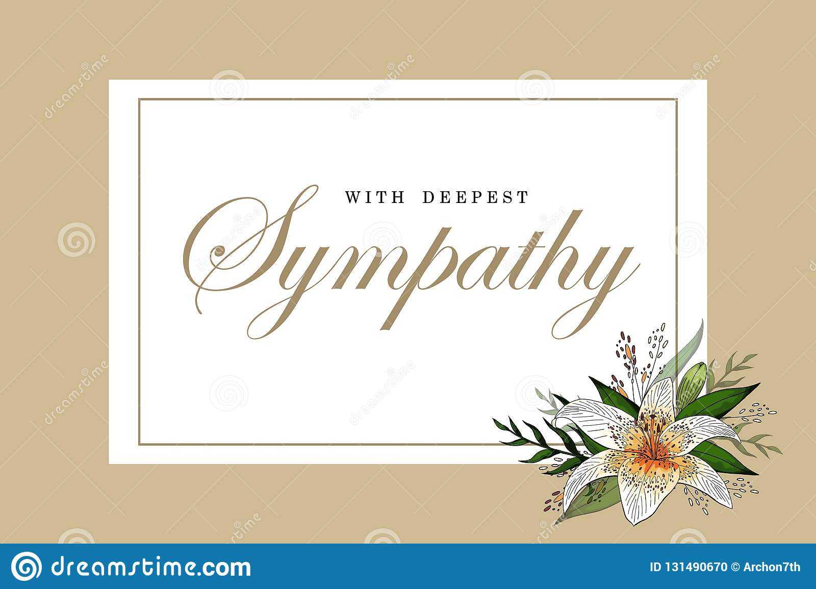 Condolences Sympathy Card Floral Lily Bouquet And Lettering With Sympathy Card Template