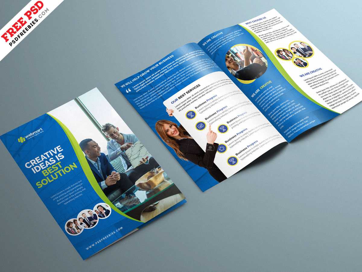 Corporate Bifold Brochure Psd Template | Psdfreebies With Two Fold Brochure Template Psd