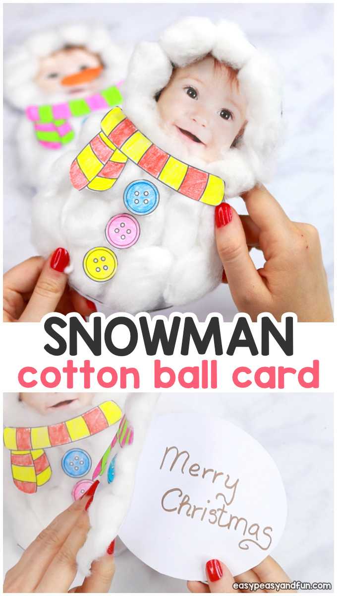 Cotton Ball Snowman Craft – Diy Christmas Card – Easy Peasy Within Diy Christmas Card Templates