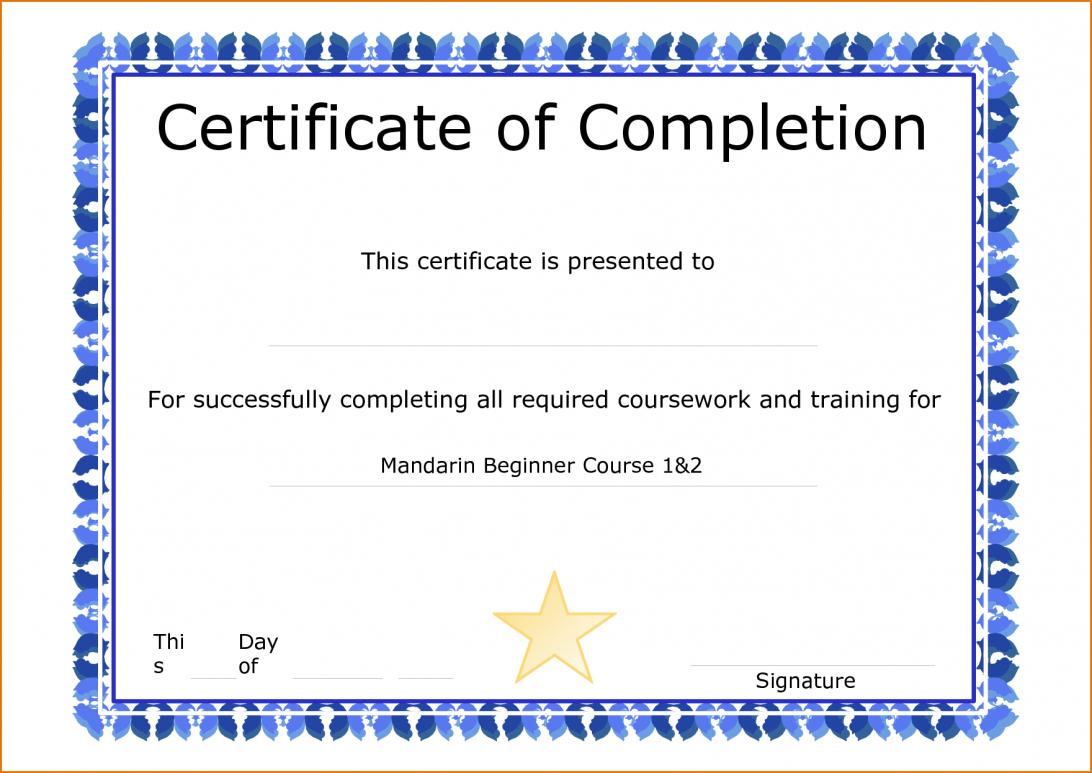 Course Certificate Template Free Training Sample Pdf For Training Certificate Template Word Format
