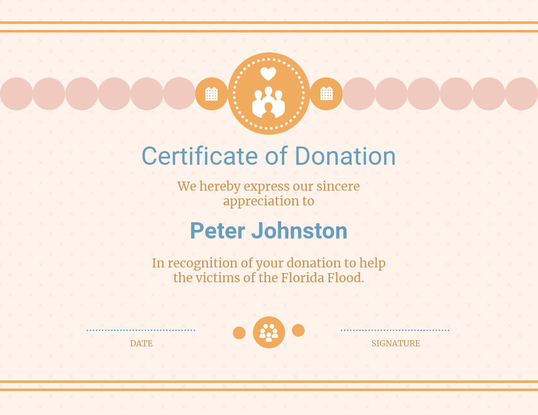 Cream Donation Appreciation Certificate Template Intended For Donation Certificate Template