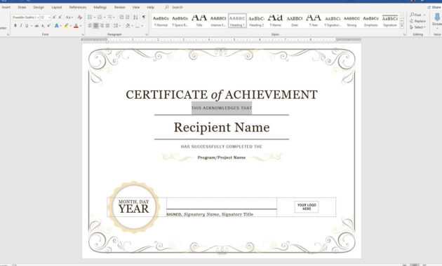 Create A Certificate Of Recognition In Microsoft Word regarding Superlative Certificate Template