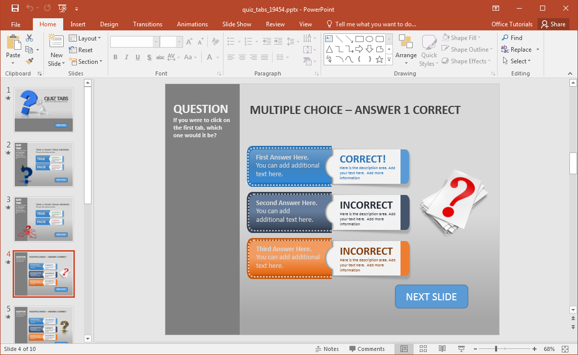 Create A Quiz In Powerpoint With Quiz Tabs Powerpoint Template With Quiz Show Template Powerpoint
