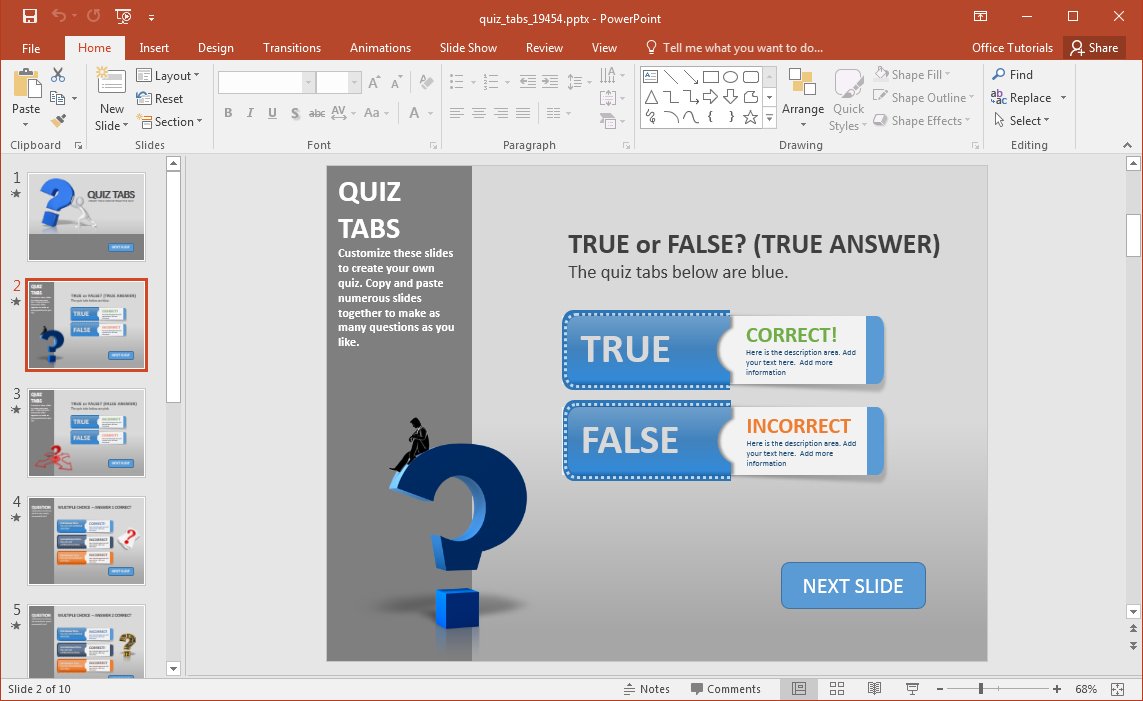 Create A Quiz In Powerpoint With Quiz Tabs Powerpoint Template With Quiz Show Template Powerpoint