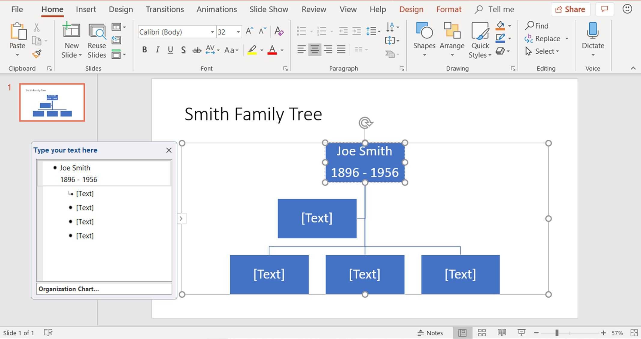 Create Family Trees Using Powerpoint Organization Chart Pertaining To Powerpoint Genealogy Template