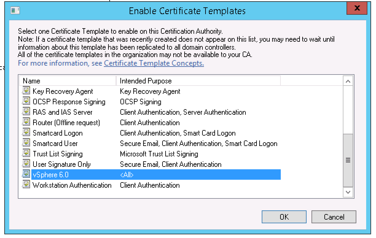 Creating A Vsphere 6 Certificate Template In Active Within Workstation Authentication Certificate Template