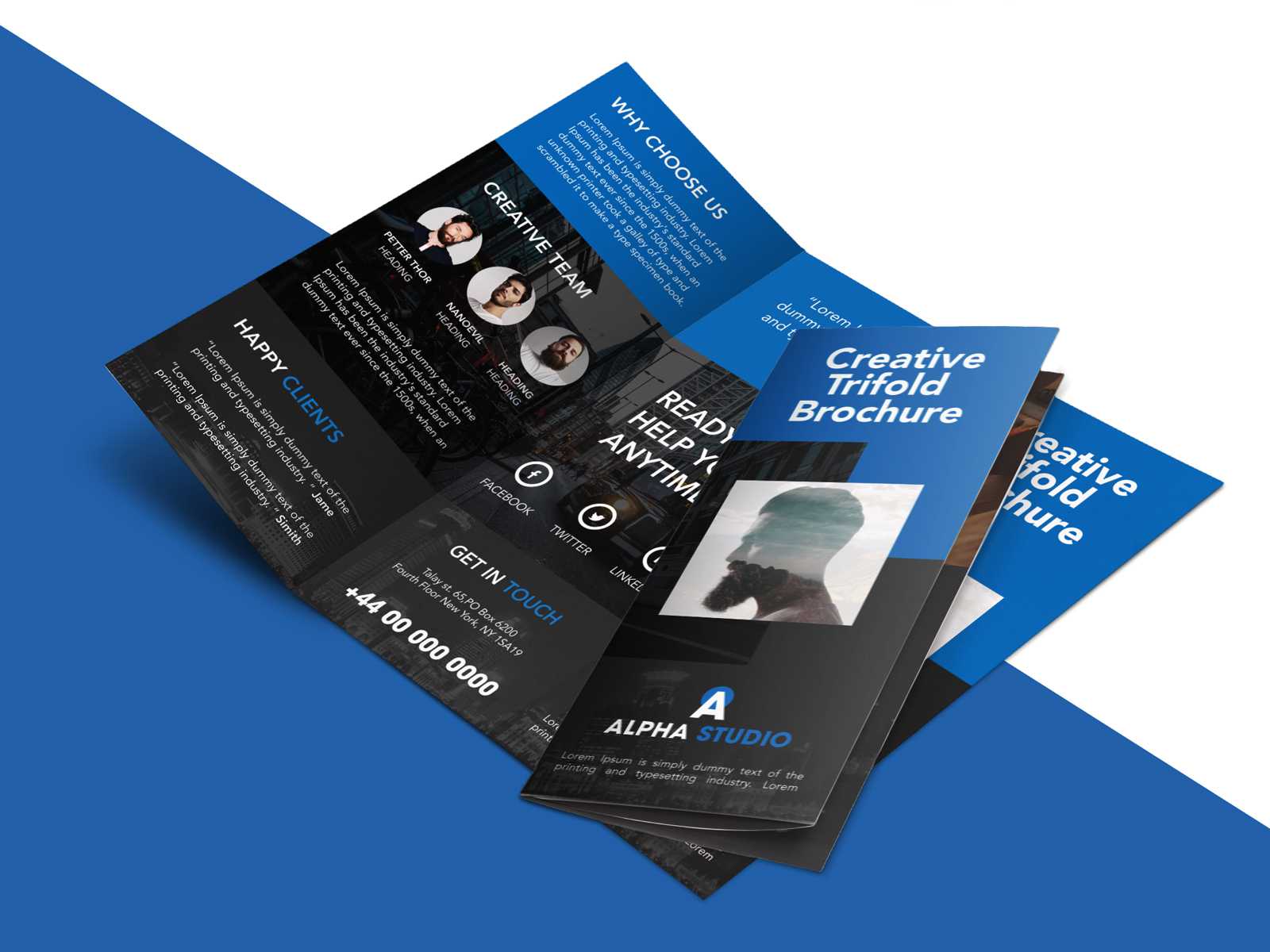 Creative Agency Trifold Brochure Free Psd Template Intended For 3 Fold Brochure Template Psd