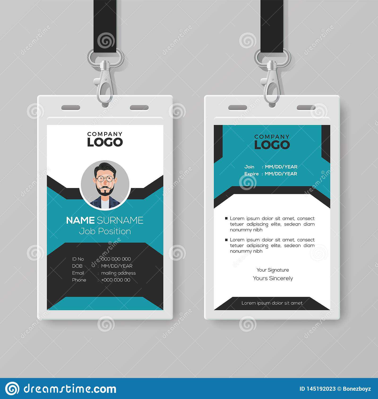 Creative Employee Id Card Template Stock Vector Within Pvc Id Card Template