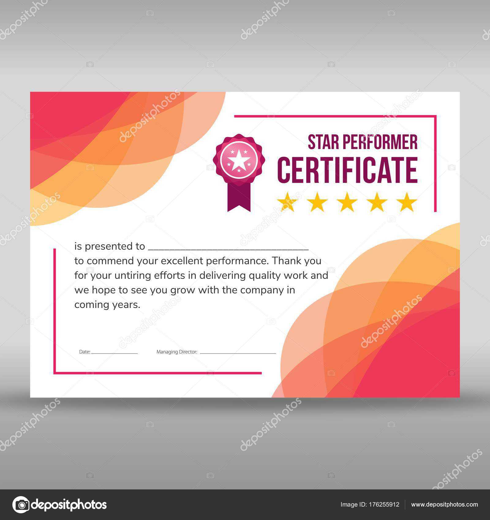 Creative Framed Pink And White Certificate — Stock Vector Inside Star Performer Certificate Templates