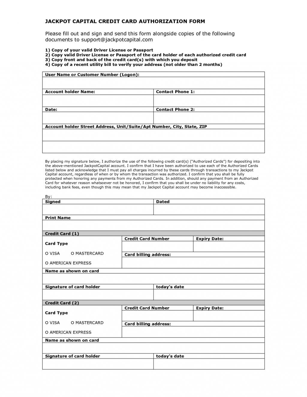 Credit Card Authorization Form Template Word Free Html In Order Form With Credit Card Template