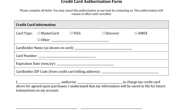 Credit Card Authorization Form Templates [Download] within Credit Card On File Form Templates