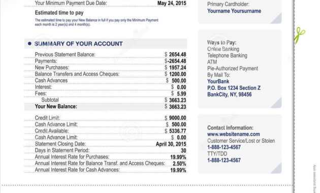 Credit Card Bank Account Statement Template Stock Vector inside Credit Card Statement Template Excel