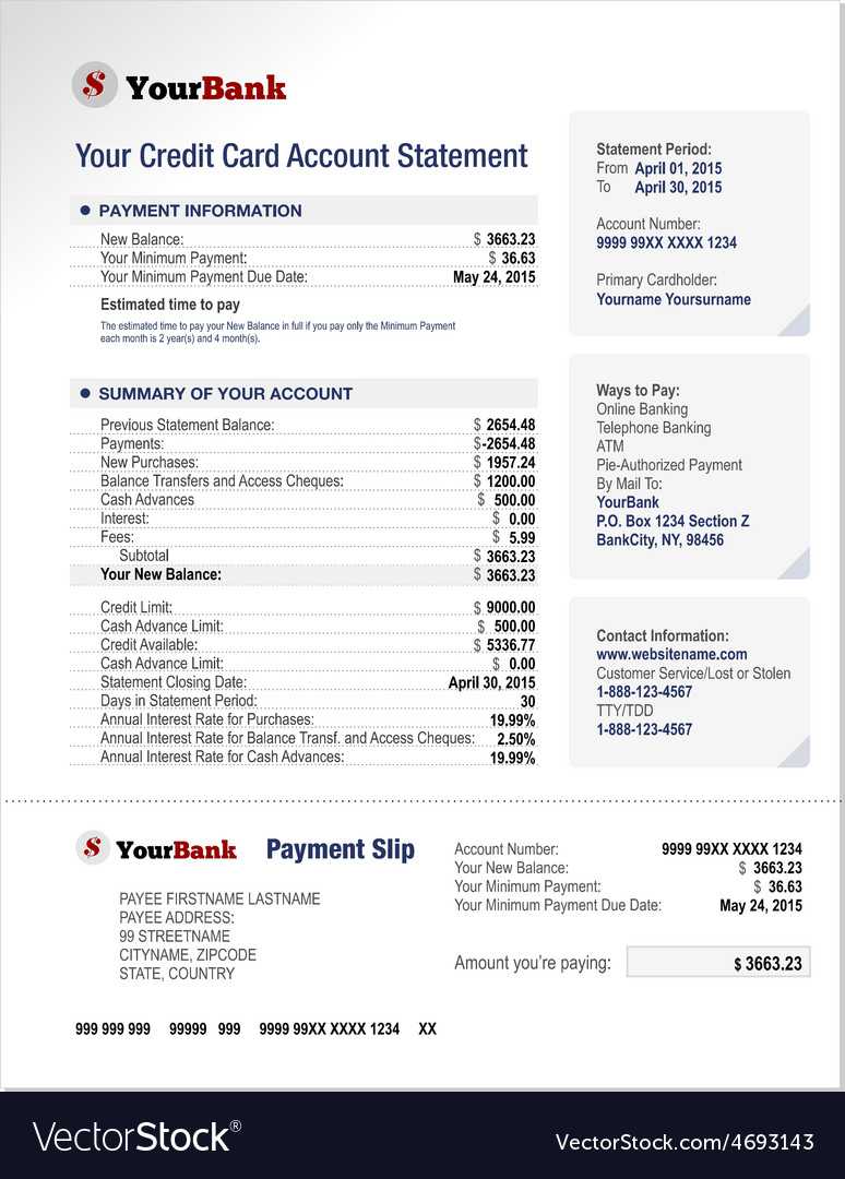 Credit Card Bank Account Statement Template With Credit Card Statement Template