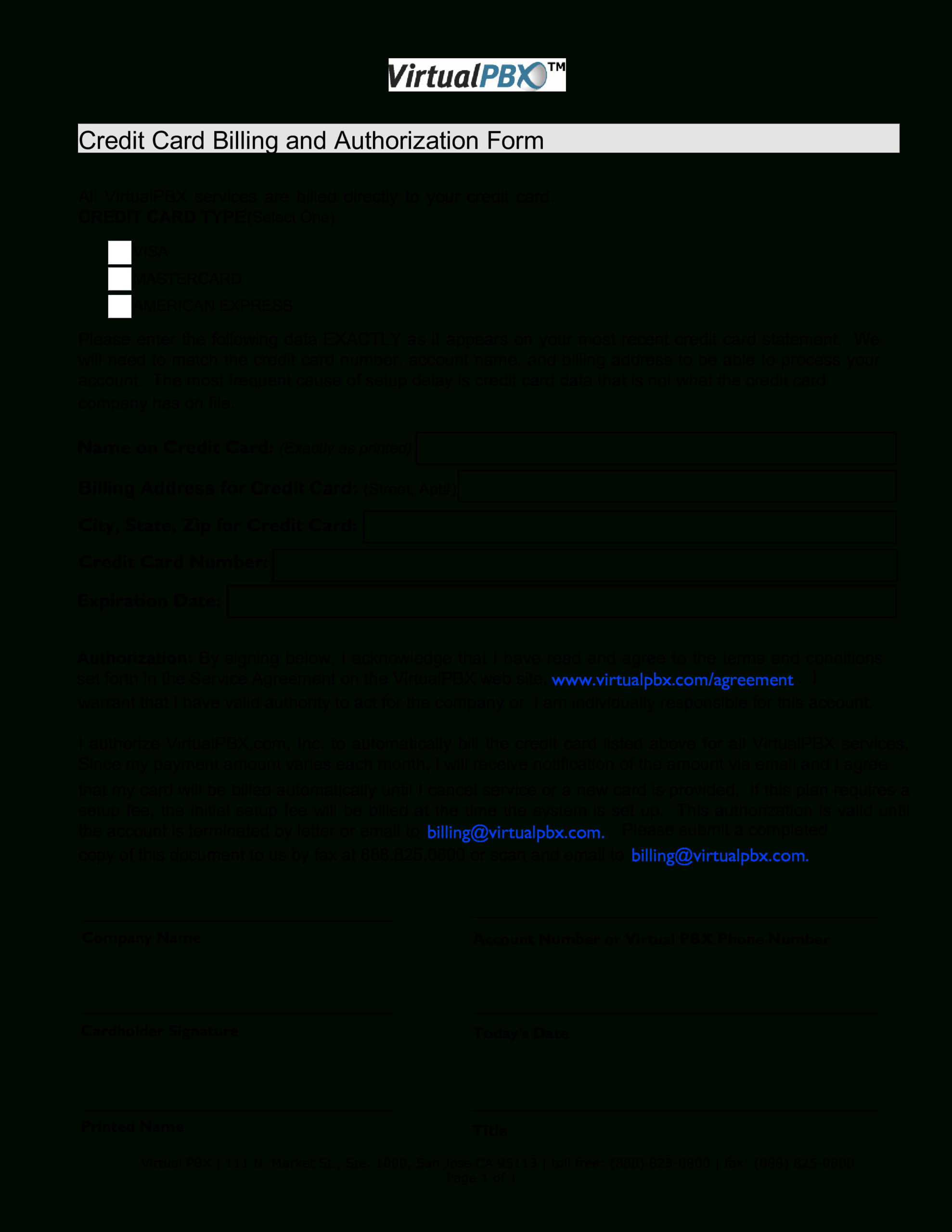 Credit Card Billing Form | Templates At Allbusinesstemplates In Corporate Credit Card Agreement Template