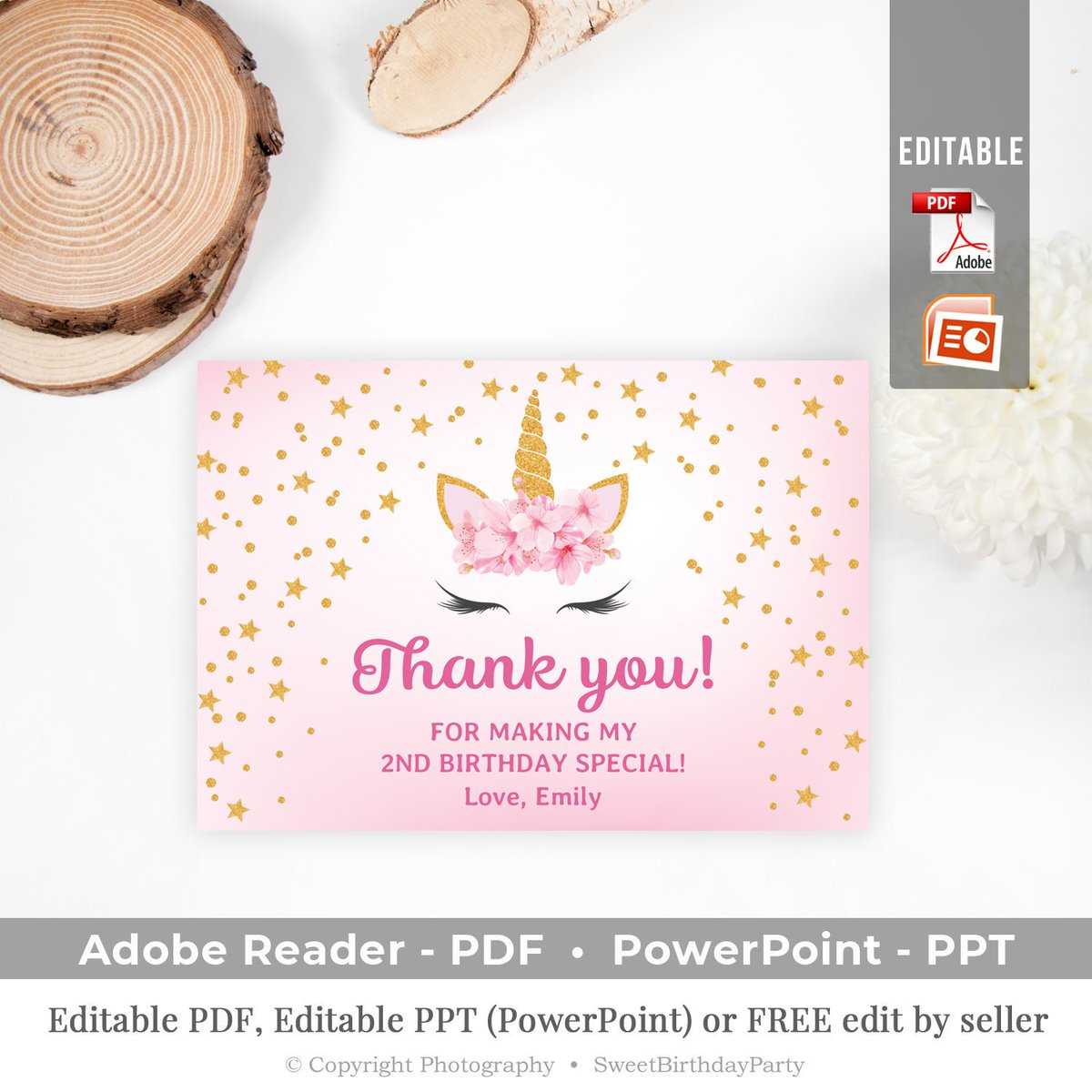 برچسب #unicornthankyou در توییتر Pertaining To Powerpoint Thank You Card Template