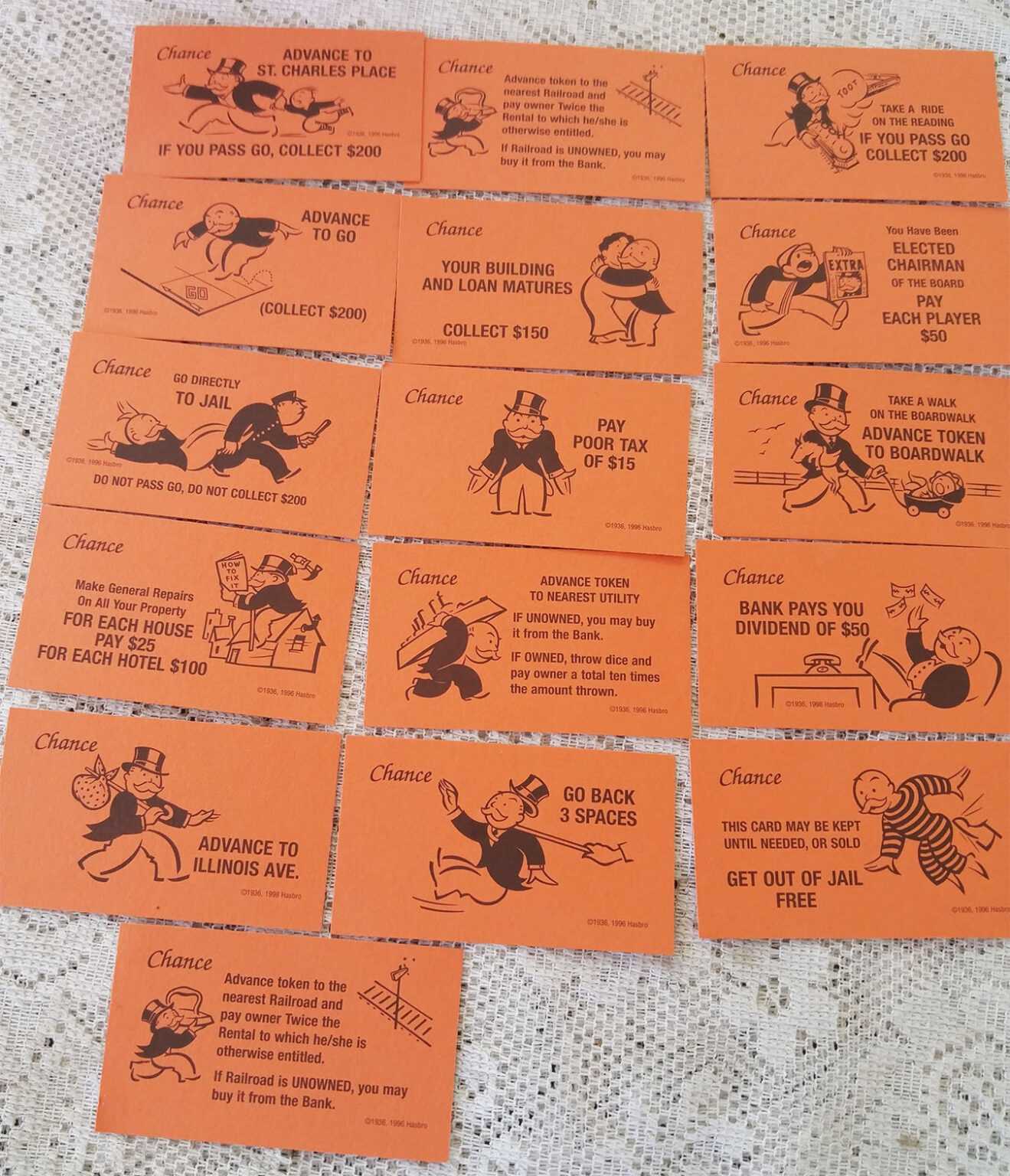 monopoly chance cards list