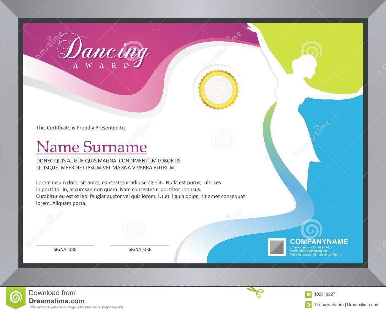 Dancing Certificate Stock Vector. Illustration Of Inside Dance Certificate Template