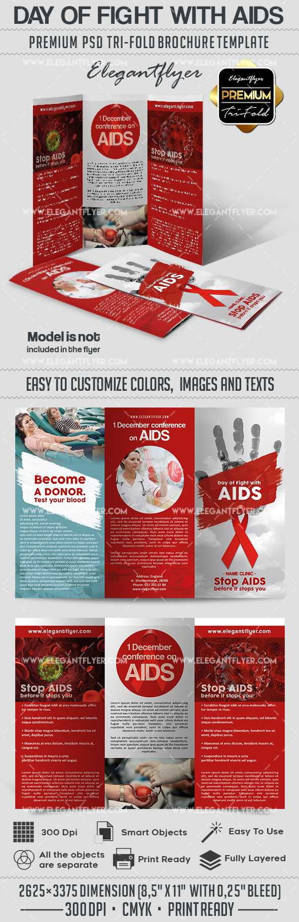 Day Of Fight With Aids Psd Brochure Within Hiv Aids Brochure Templates