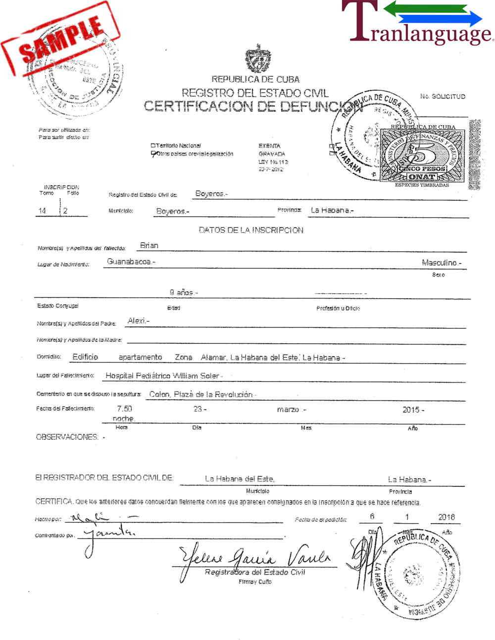Death Certificate Cuba Iii Pertaining To Death Certificate Translation Template