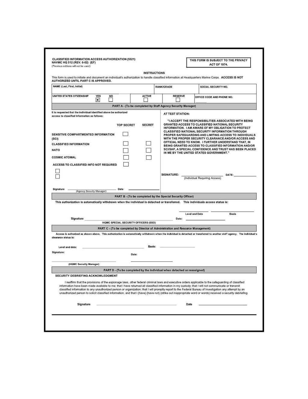 Department Of The Navy Headquarters United States Marine Intended For Dd Form 2501 Courier Authorization Card Template