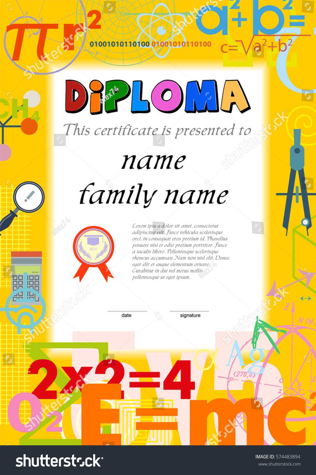 Diploma Template Kids Certificate Background Scientific Throughout Math Certificate Template