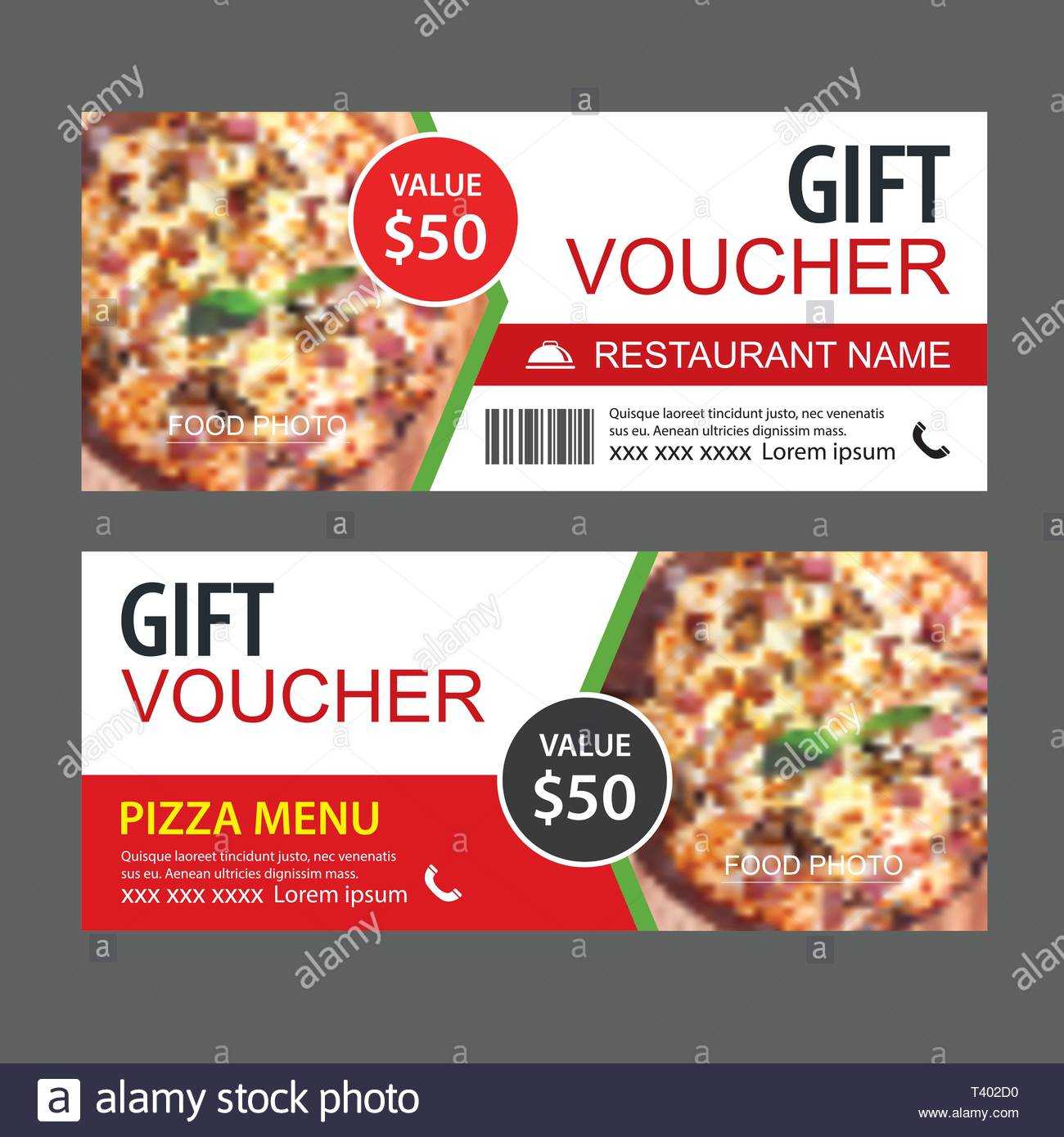 Discount Gift Voucher Fast Food Template Design. Pizza Set Regarding Pizza Gift Certificate Template