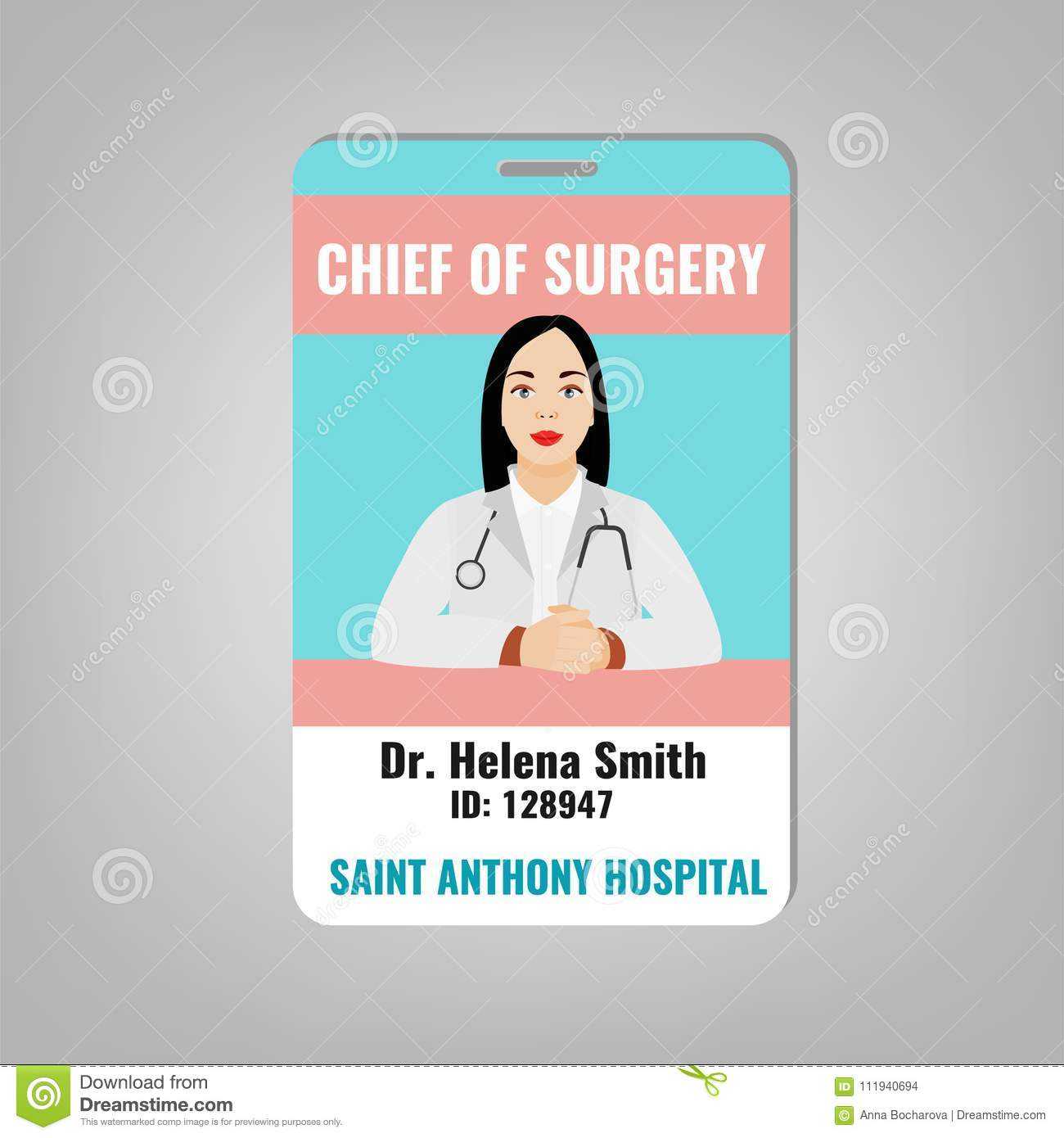 Doctor Id Card Stock Vector. Illustration Of Doctor – 111940694 In Doctor Id Card Template
