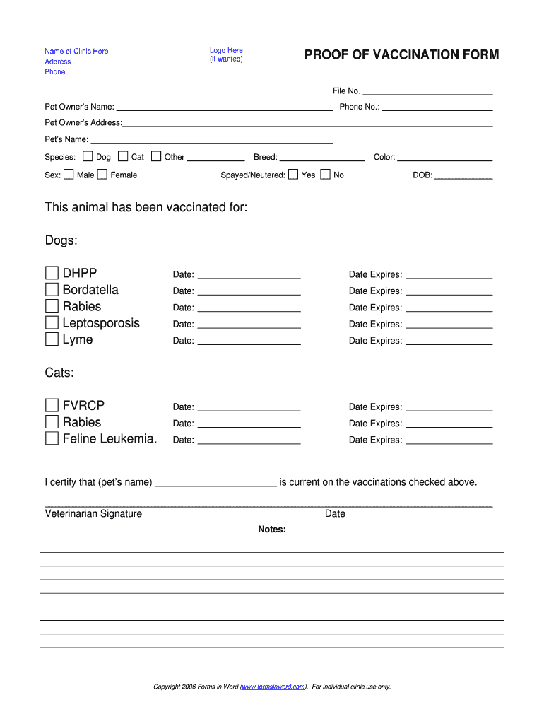 Dog Shot Record Template Fill Online Printable Fillable Within Certificate Of Vaccination 