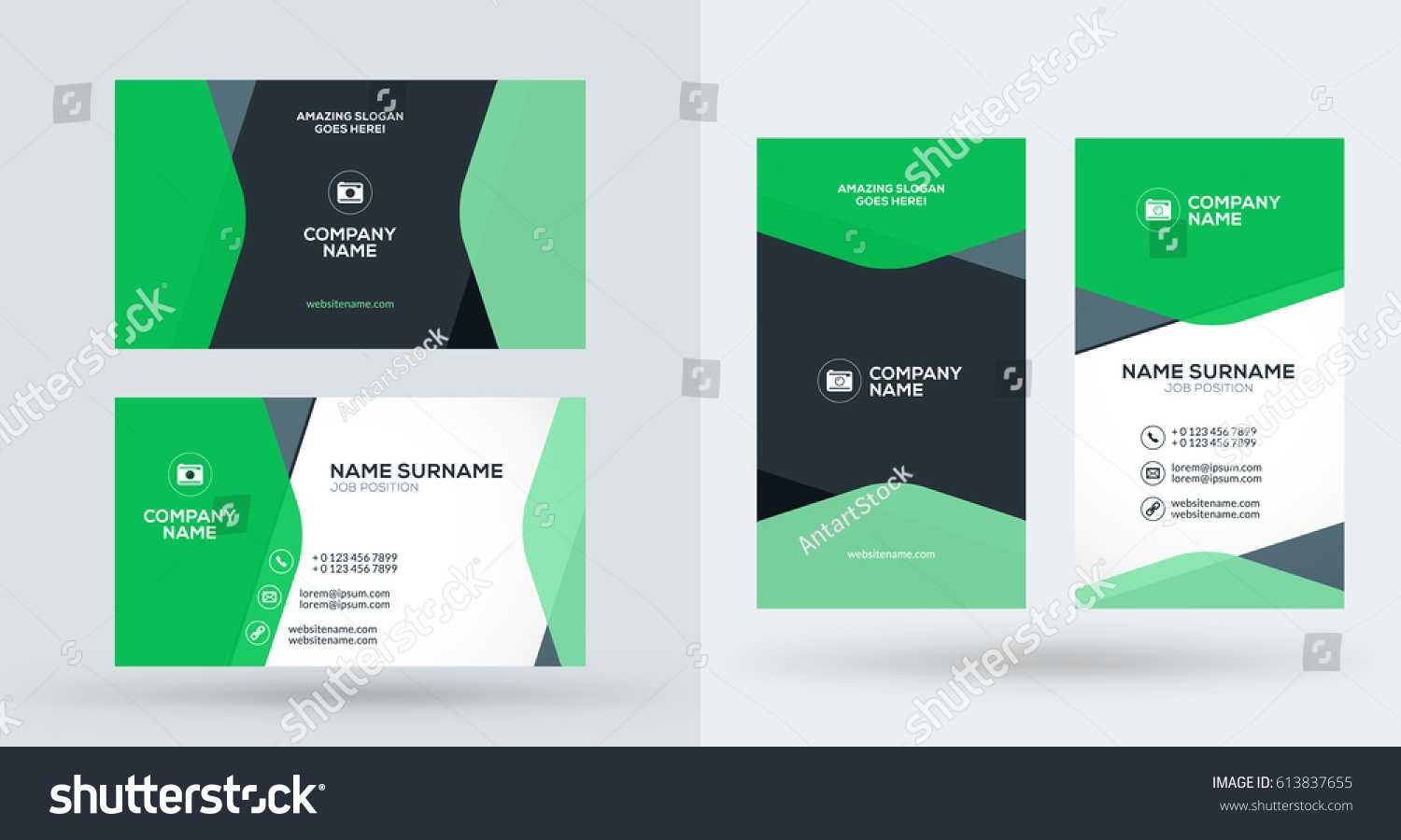 Doublesided Creative Business Card Template Portrait Stock In Portrait Id Card Template