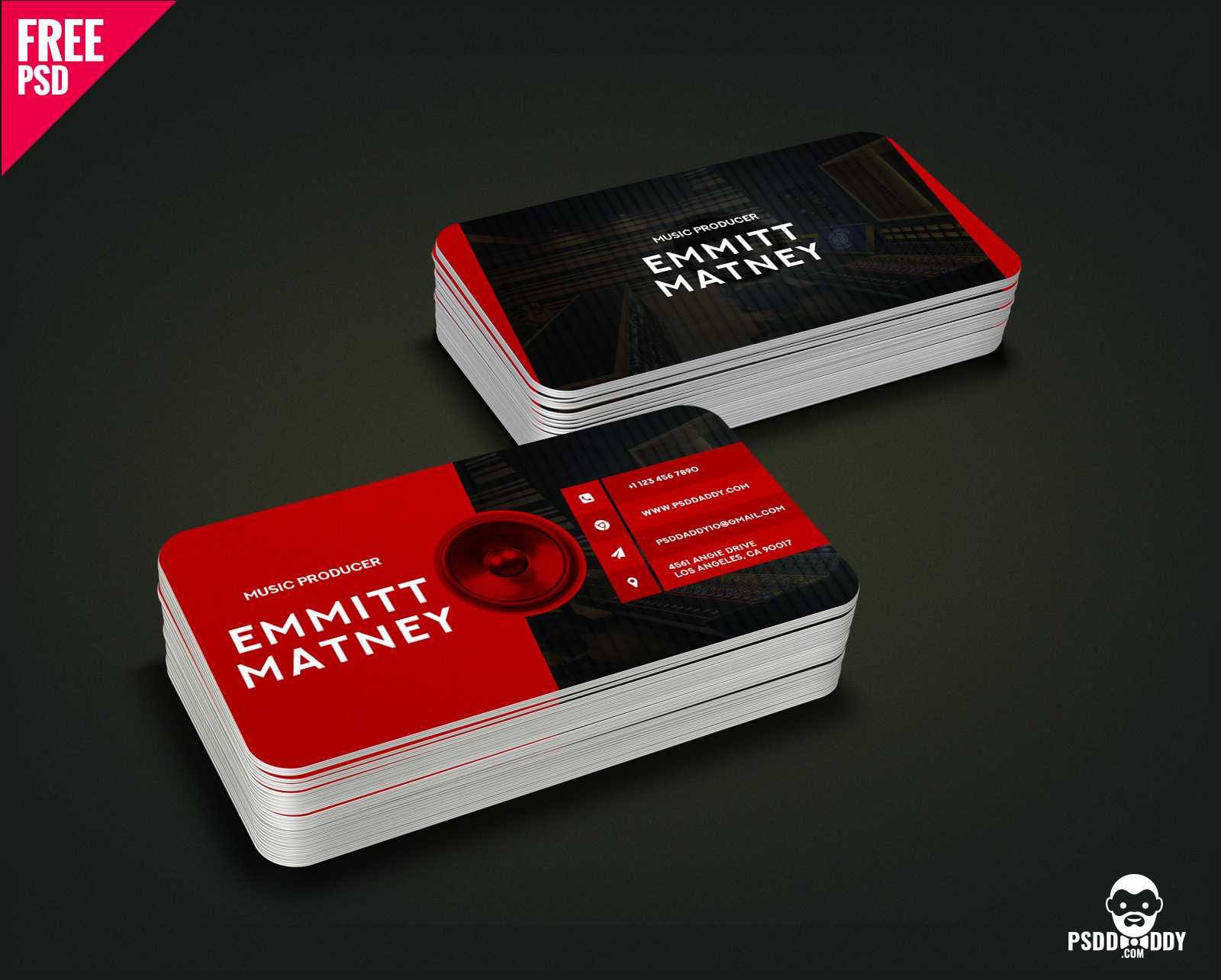 Download] Music Visiting Card Free Psd | Psddaddy With Regard To Business Card Template Photoshop Cs6