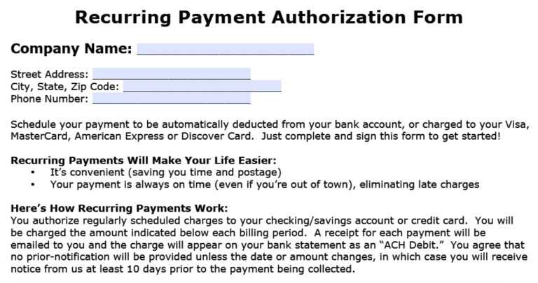 Download Recurring Payment Authorization Form Template Throughout 