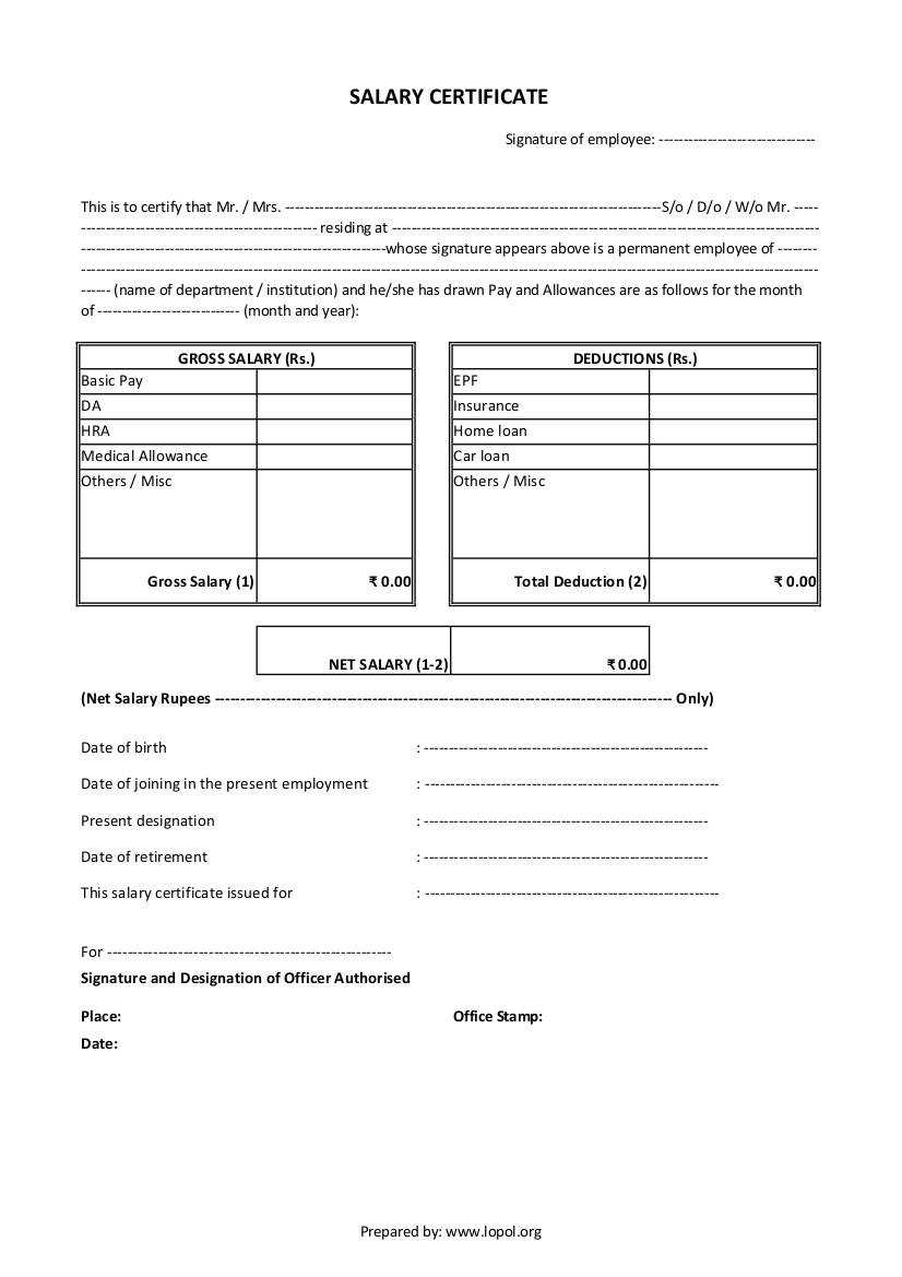 Download Salary Certificate Formats – Word, Excel And Pdf Throughout Construction Payment Certificate Template