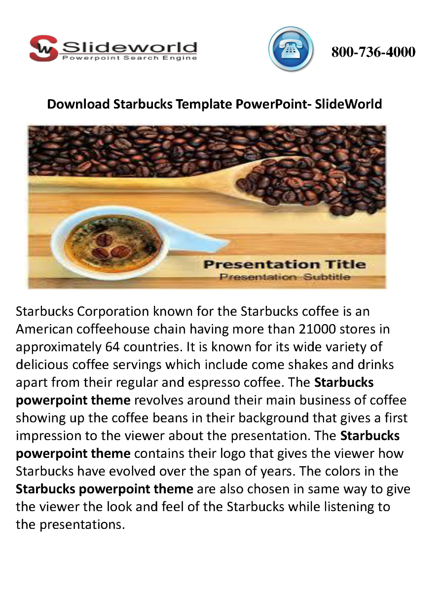 Download Starbucks Template Powerpoint  Slideworld |Authorstream Inside Starbucks Powerpoint Template