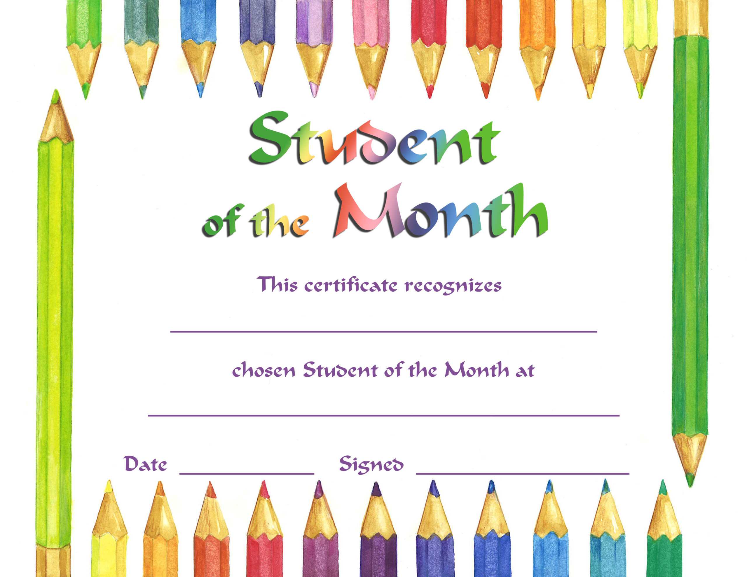 Downloadable Student Of The Month Within Free Printable Student Of The Month Certificate Templates